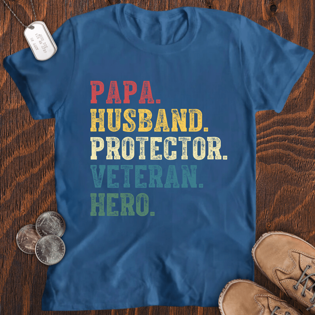 Papa Husband Veteran T-Shirt