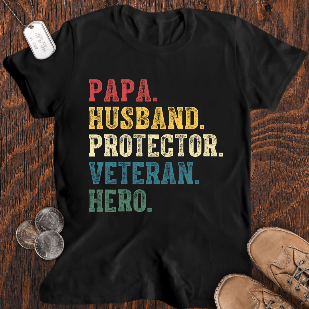 Papa Husband Veteran T-Shirt