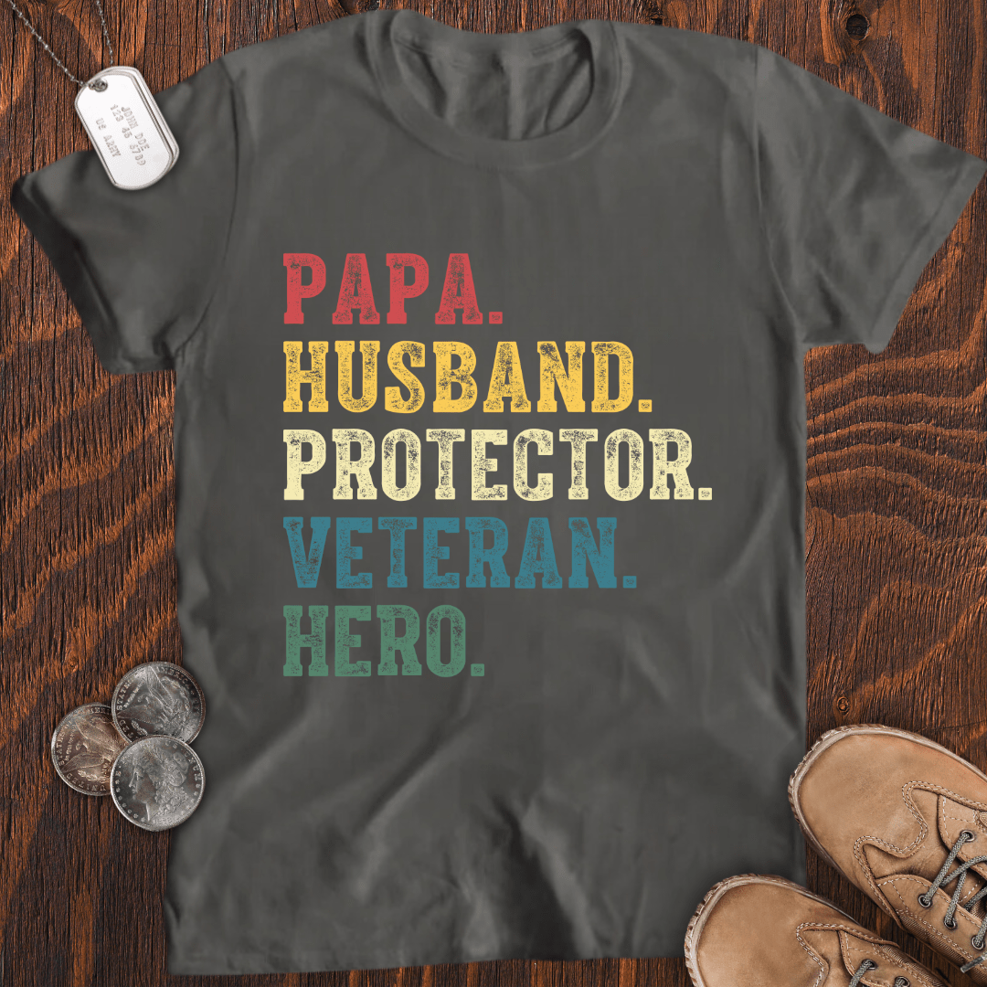 Papa Husband Veteran T-Shirt