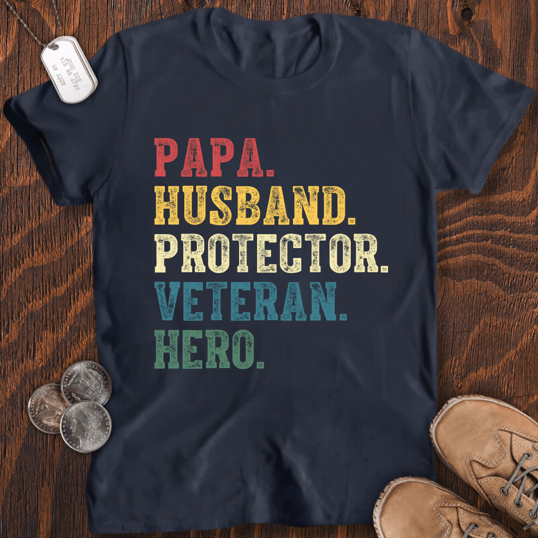 Papa Husband Veteran T-Shirt