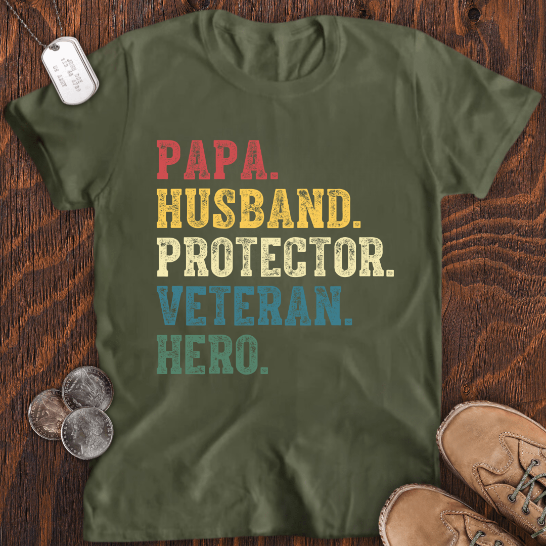 Papa Husband Veteran T-Shirt