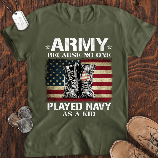 No One Played Navy T-Shirt