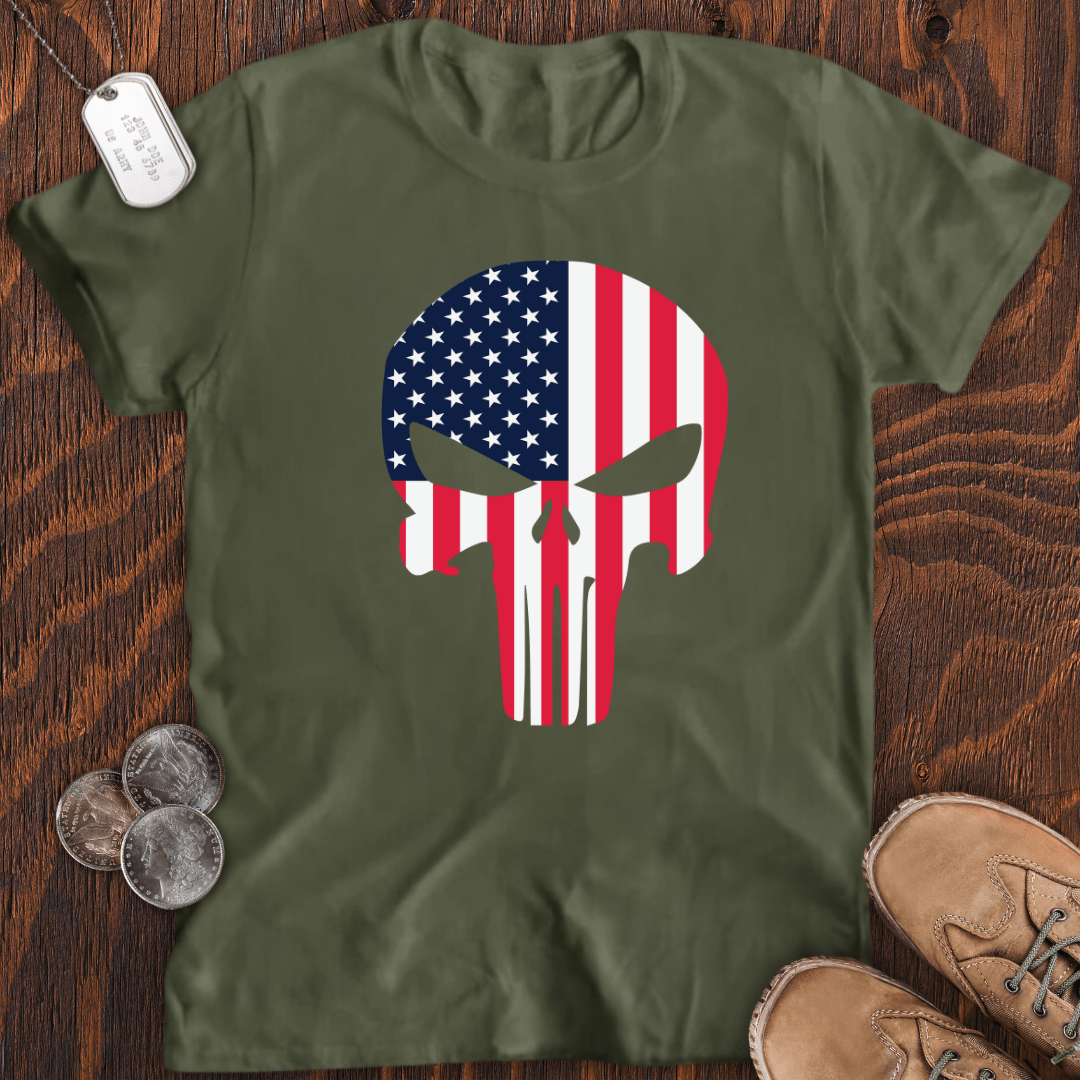 Skull USA Flag T-Shirt