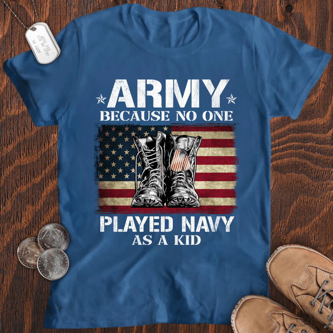 No One Played Navy T-Shirt