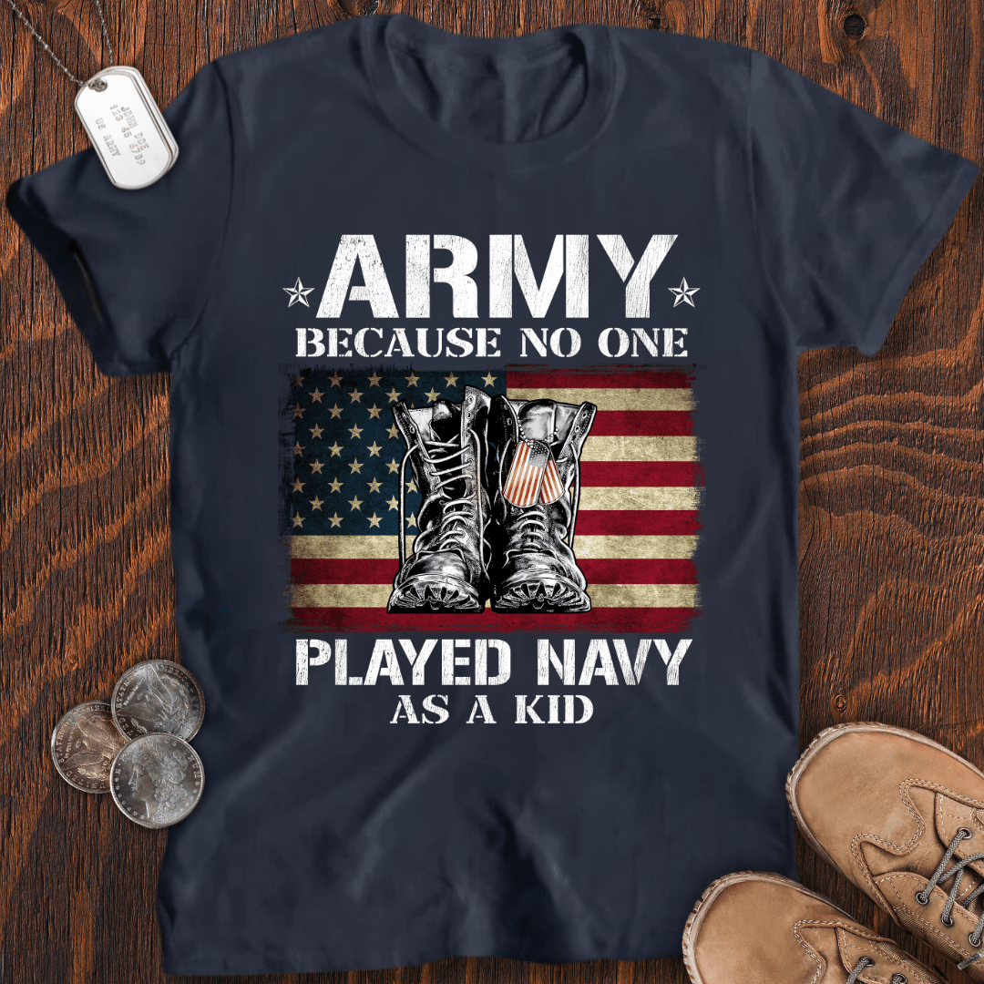 No One Played Navy T-Shirt