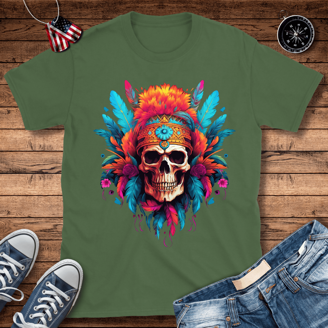 Warrior Chief Skull T-Shirt